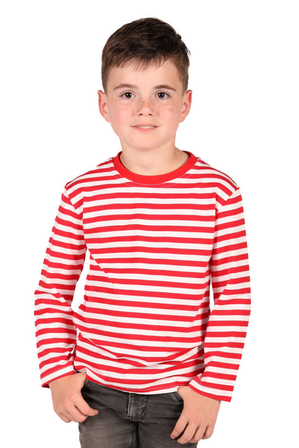 Ringelshirt Langarm Kinder Rot/Weiss Gr. 104