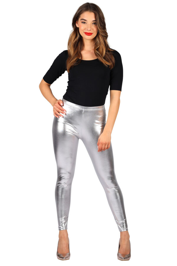 Metallic-Leggings, Silber L/XL – Bild 2