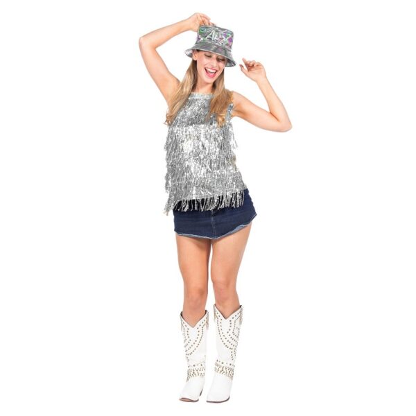 Party Top Pailetten Silber S/M